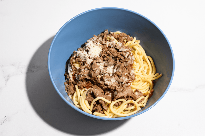 Spaghetti with Steak and Meat Sauce