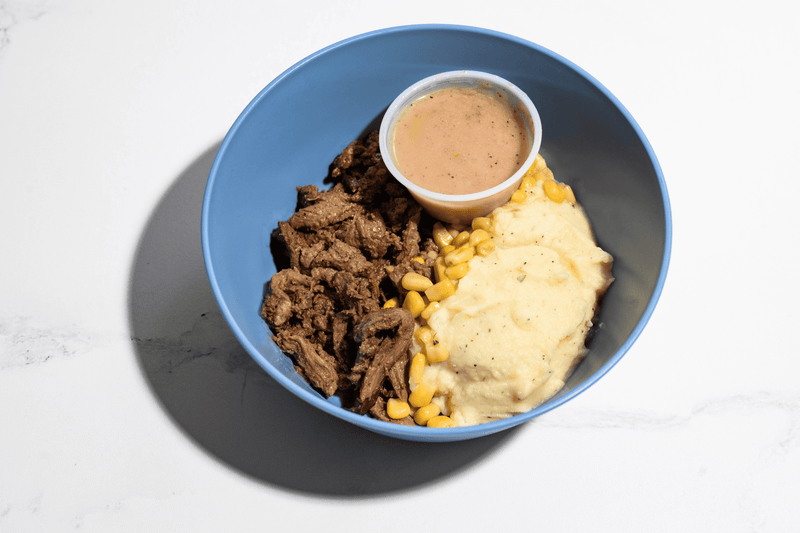 Sirloin Tip Side Steak, Corn + Mashed Potatoes